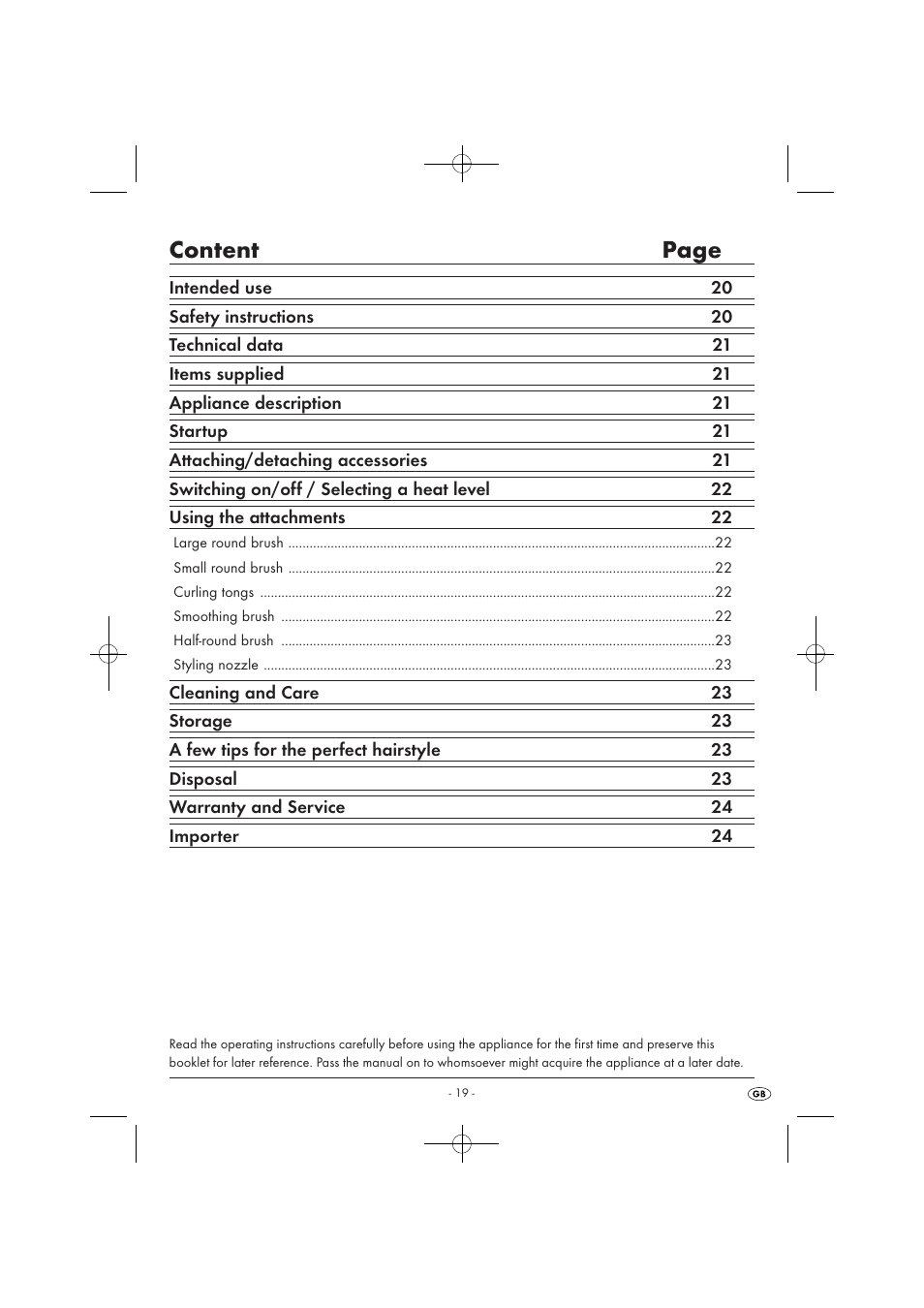 Content page | Silvercrest SWC 1000 A1 User Manual | Page 21 / 32