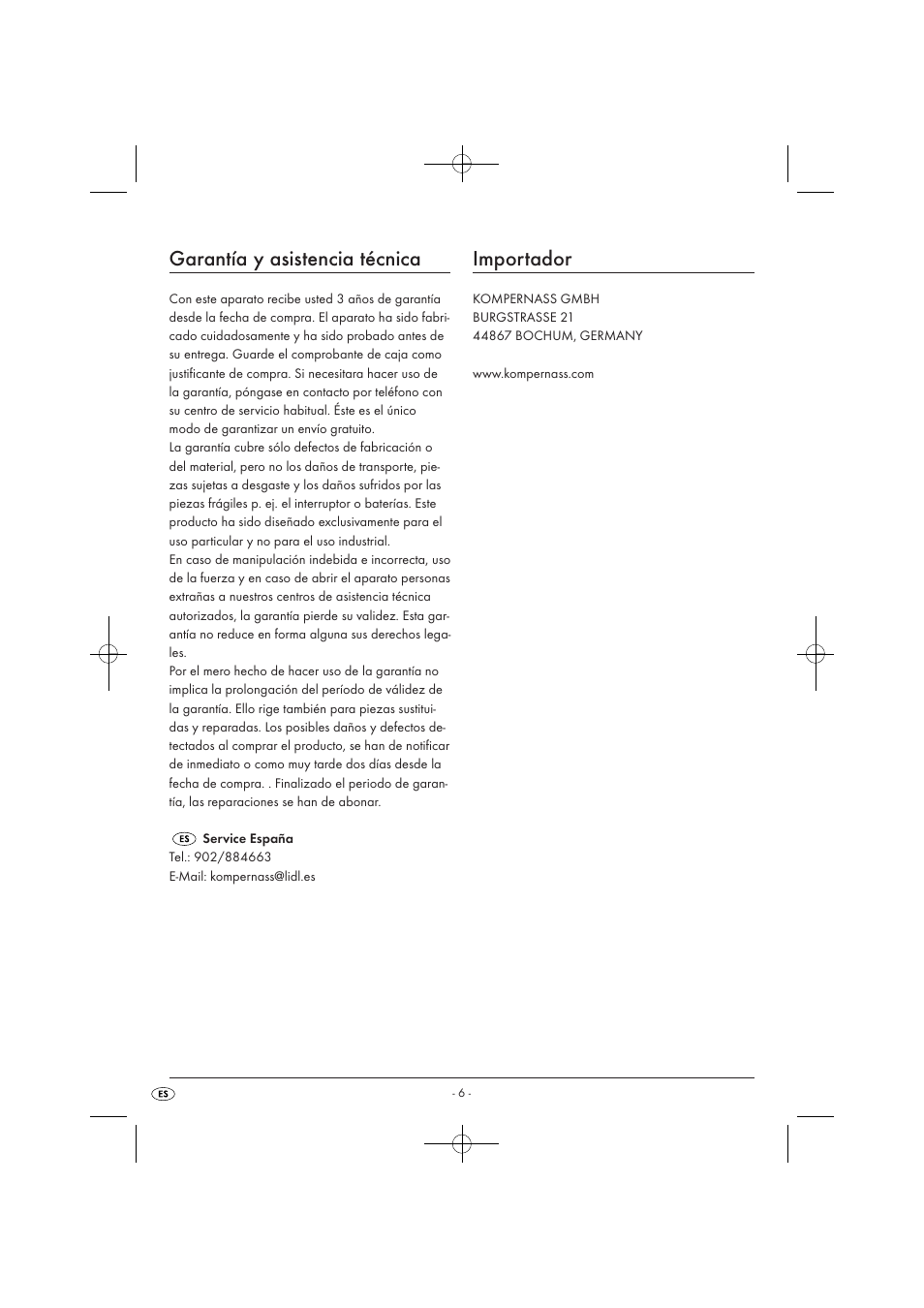 Garantía y asistencia técnica, Importador | Silvercrest SWC 1000 A1 User Manual | Page 8 / 32