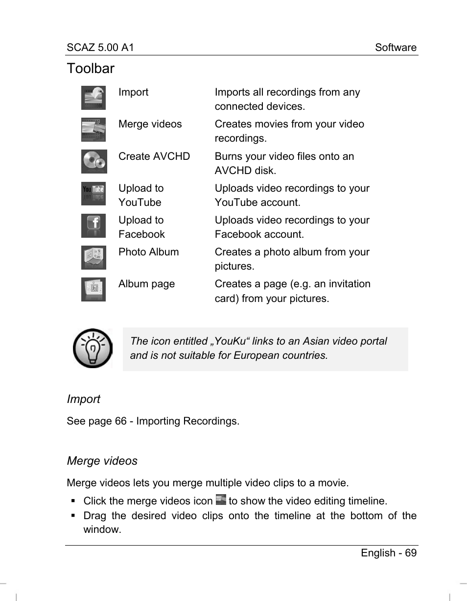 Toolbar | Silvercrest SCAZ 5.00 A1 User Manual | Page 71 / 155