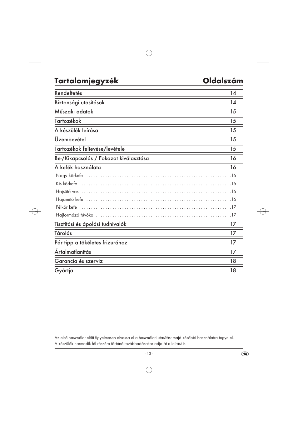 Tartalomjegyzék oldalszám | Silvercrest SWC 1000 A1 User Manual | Page 15 / 44