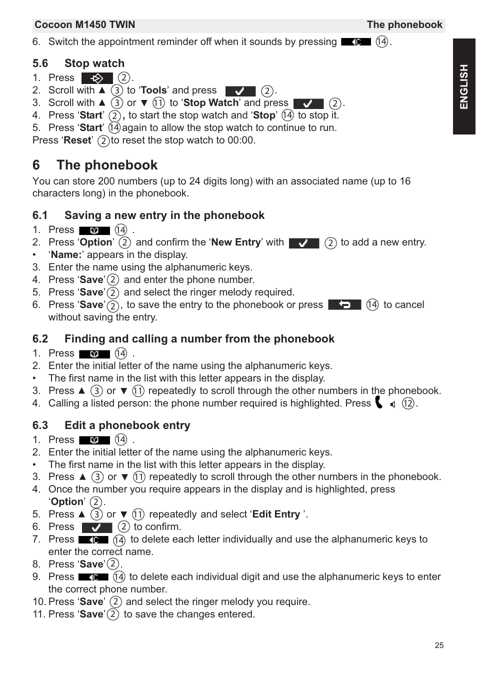 6the phonebook | Silvercrest COCOON M1450 TWIN User Manual | Page 27 / 49