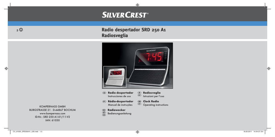 Silvercrest SRD 250 A1 User Manual | 102 pages