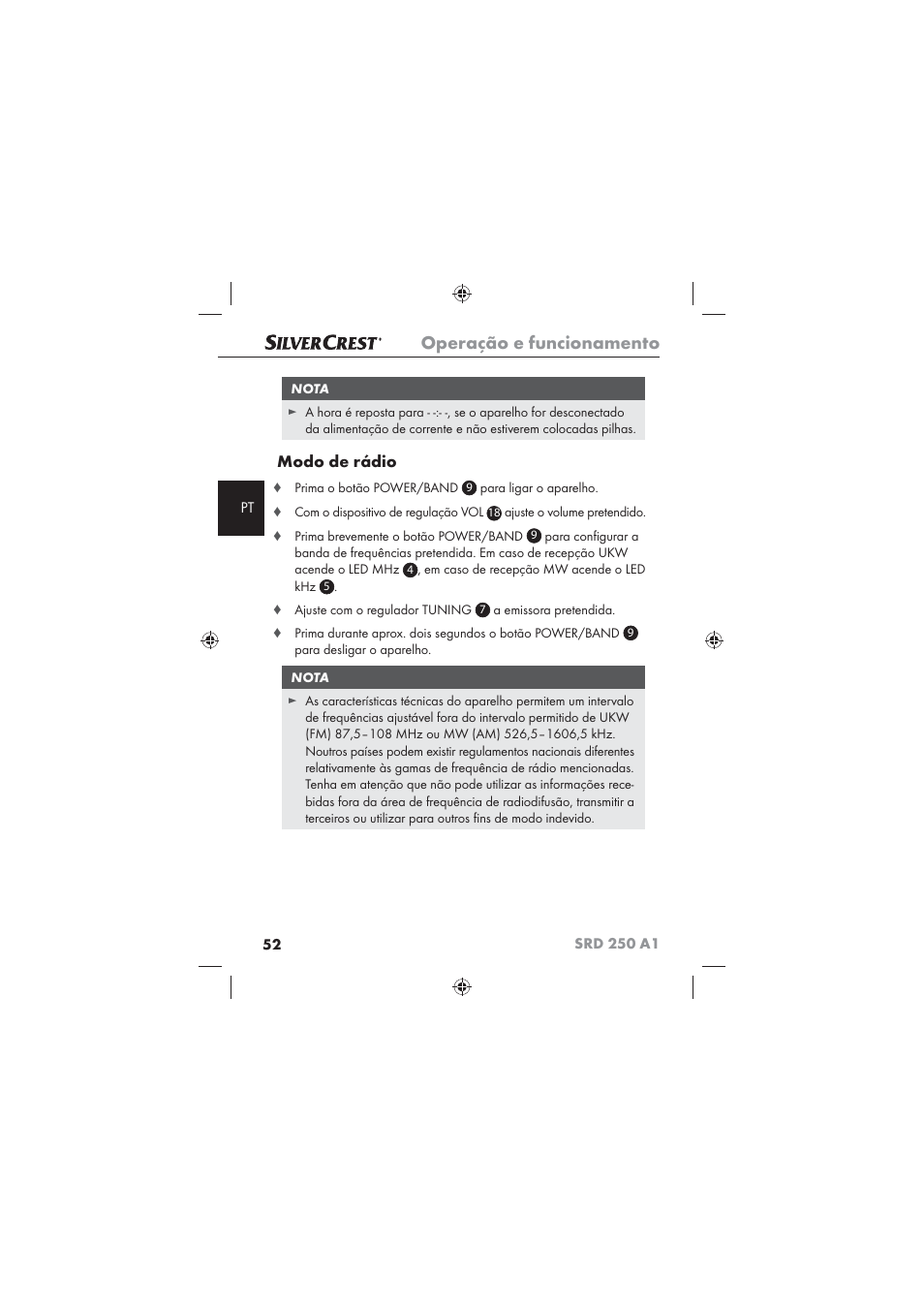 Operação e funcionamento, Modo de rádio | Silvercrest SRD 250 A1 User Manual | Page 54 / 102