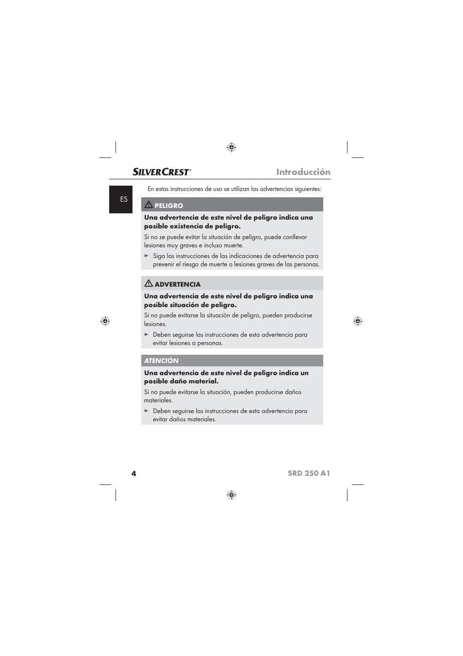 Introducción | Silvercrest SRD 250 A1 User Manual | Page 6 / 102