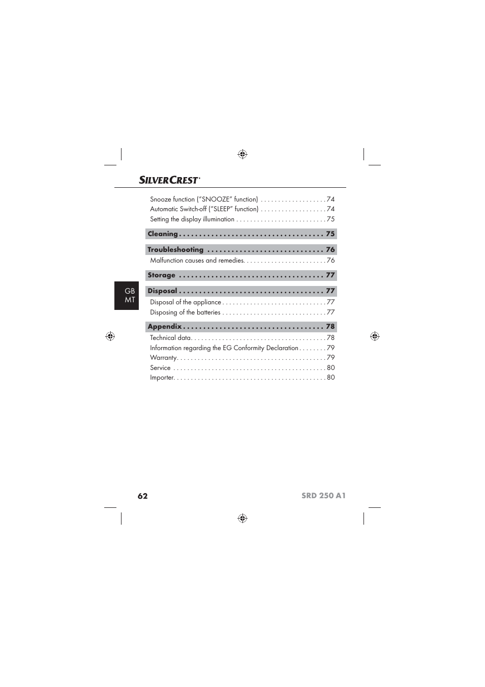 Silvercrest SRD 250 A1 User Manual | Page 64 / 102