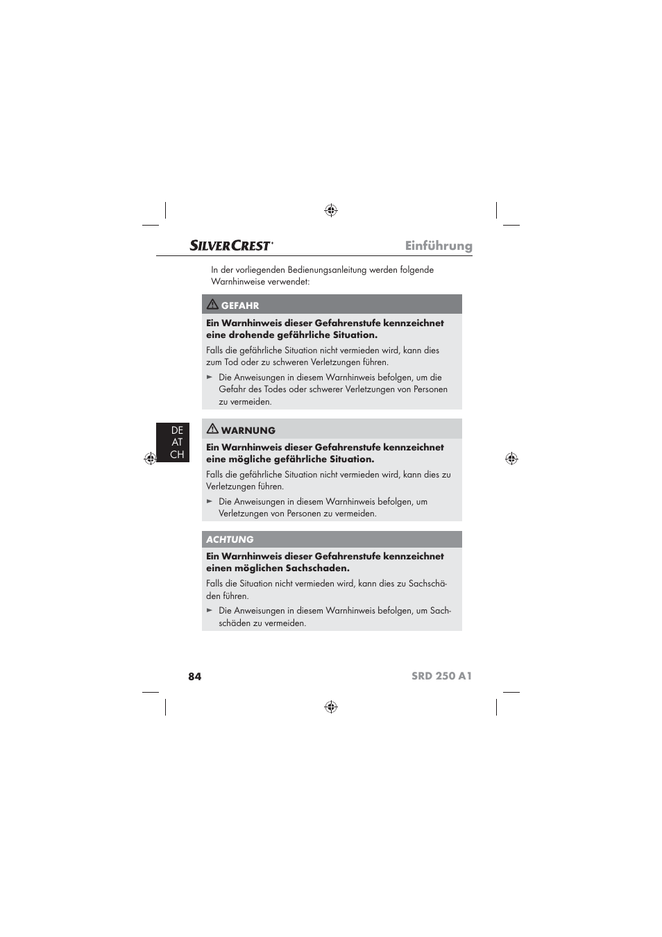 Einführung | Silvercrest SRD 250 A1 User Manual | Page 86 / 102