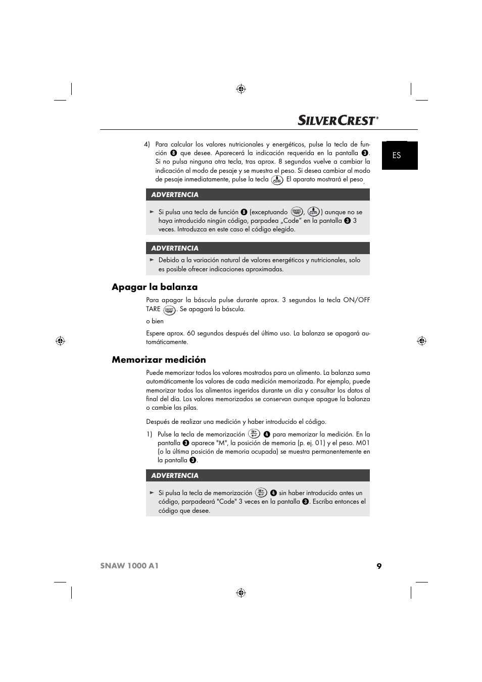 Apagar la balanza | Silvercrest SNAW 1000 A1 User Manual | Page 12 / 182