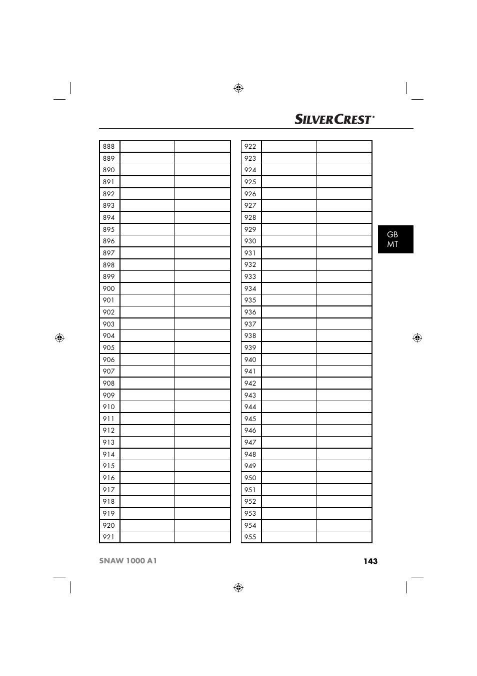 Gb mt | Silvercrest SNAW 1000 A1 User Manual | Page 146 / 182