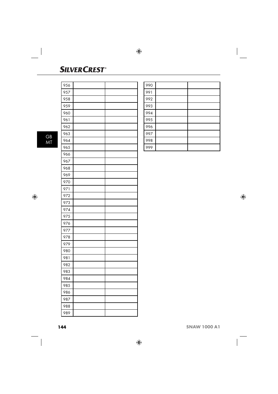 Gb mt | Silvercrest SNAW 1000 A1 User Manual | Page 147 / 182
