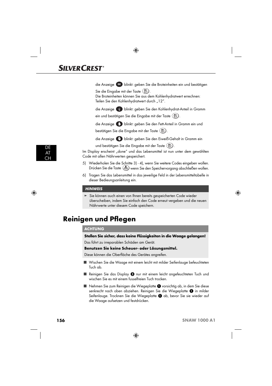 Reinigen und pﬂ egen, De at ch | Silvercrest SNAW 1000 A1 User Manual | Page 159 / 182