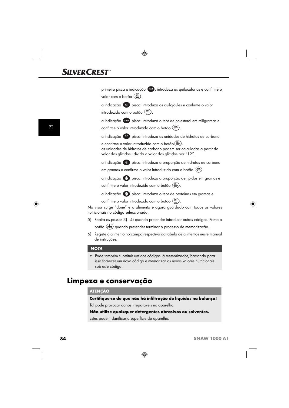Limpeza e conservação | Silvercrest SNAW 1000 A1 User Manual | Page 87 / 182