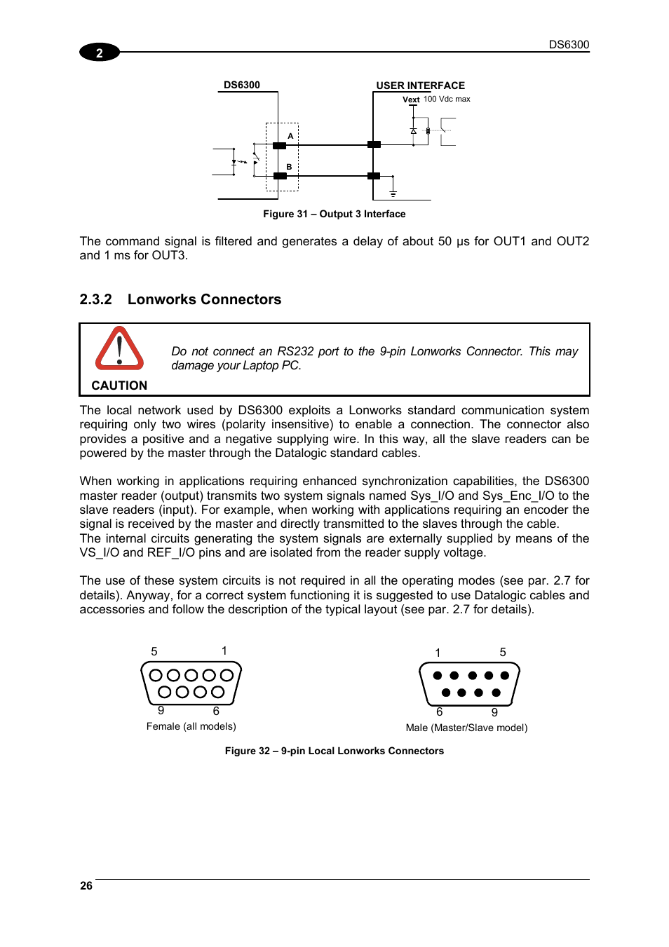 Lonworks connectors, Ks network” in par. 2.3.2 an, 2 and pa | 2 lonworks connectors | Datalogic Scanning DS6300 User Manual | Page 40 / 105