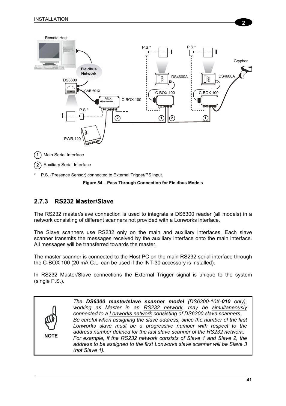Rs232 master/slave, 3 rs232, Master/slave | Datalogic Scanning DS6300 User Manual | Page 55 / 105