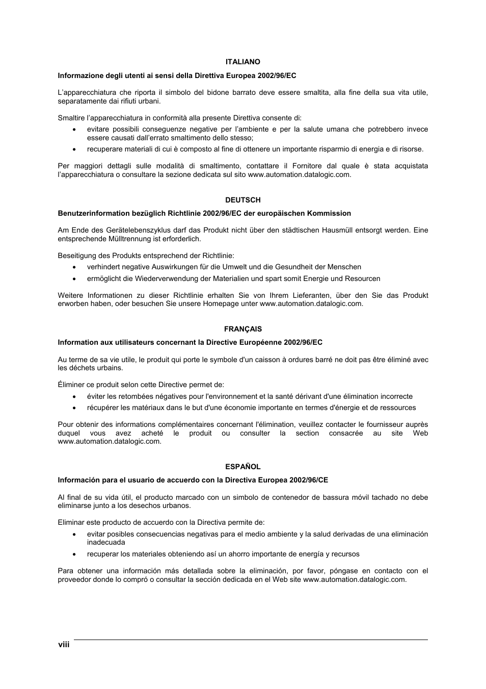 Datalogic Scanning DS6300 User Manual | Page 8 / 105
