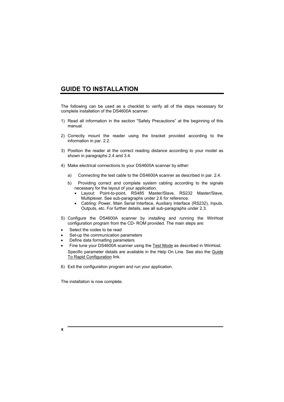 Guide to installation | Datalogic Scanning DS4600A User Manual | Page 12 / 63