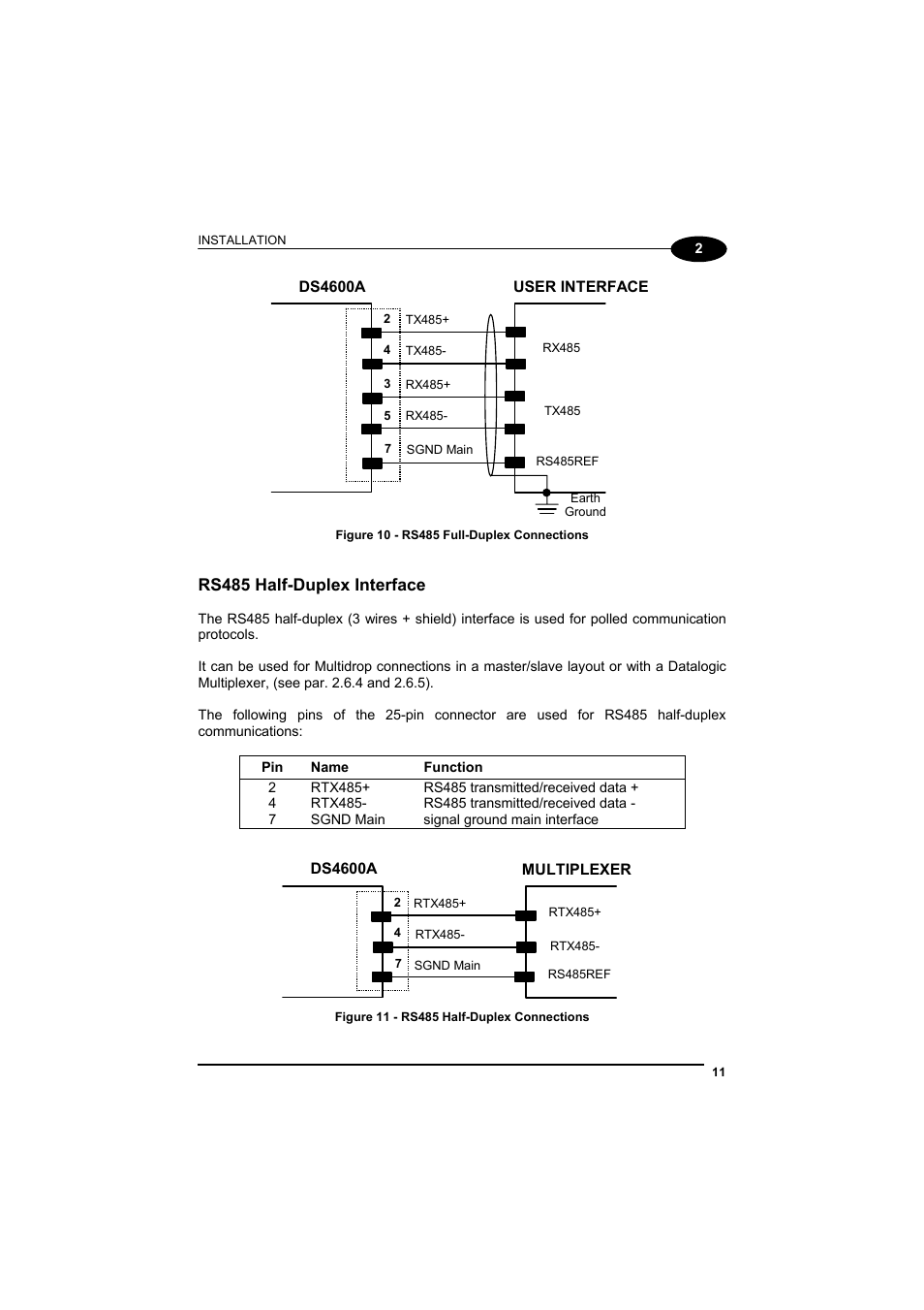 Rs485 half-duplex interface | Datalogic Scanning DS4600A User Manual | Page 23 / 63