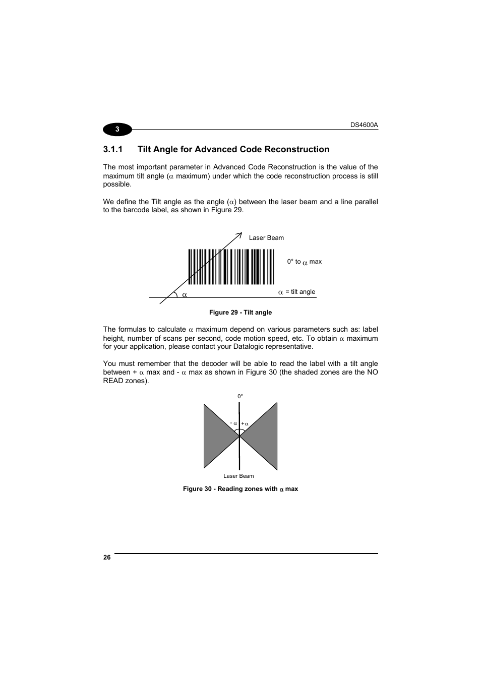 Tilt angle for advanced code reconstruction, 1 tilt angle for advanced code reconstruction | Datalogic Scanning DS4600A User Manual | Page 38 / 63