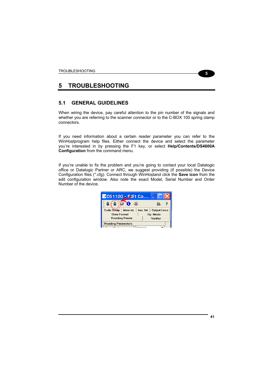 Troubleshooting, General guidelines, 5 troubleshooting | Datalogic Scanning DS4600A User Manual | Page 53 / 63