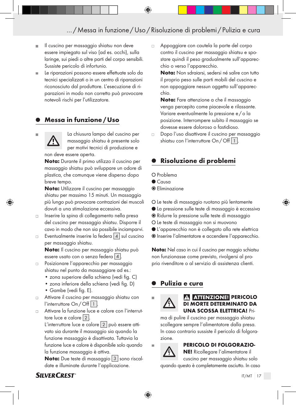 Messa in funzione / uso, Risoluzione di problemi, Pulizia e cura | Silvercrest SSM 141 B2 User Manual | Page 13 / 32