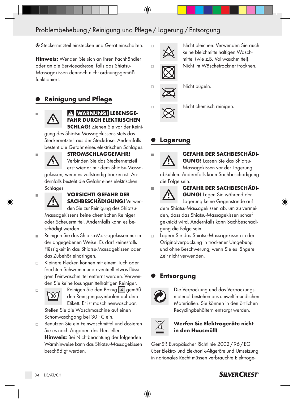 Reinigung und pflege, Lagerung, Entsorgung | Silvercrest SSM 141 B2 User Manual | Page 30 / 32