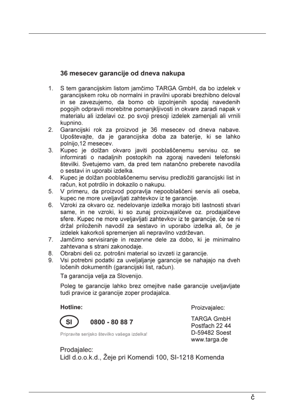 Informacije o garanciji | Silvercrest SFR 2.4 A1 User Manual | Page 100 / 150