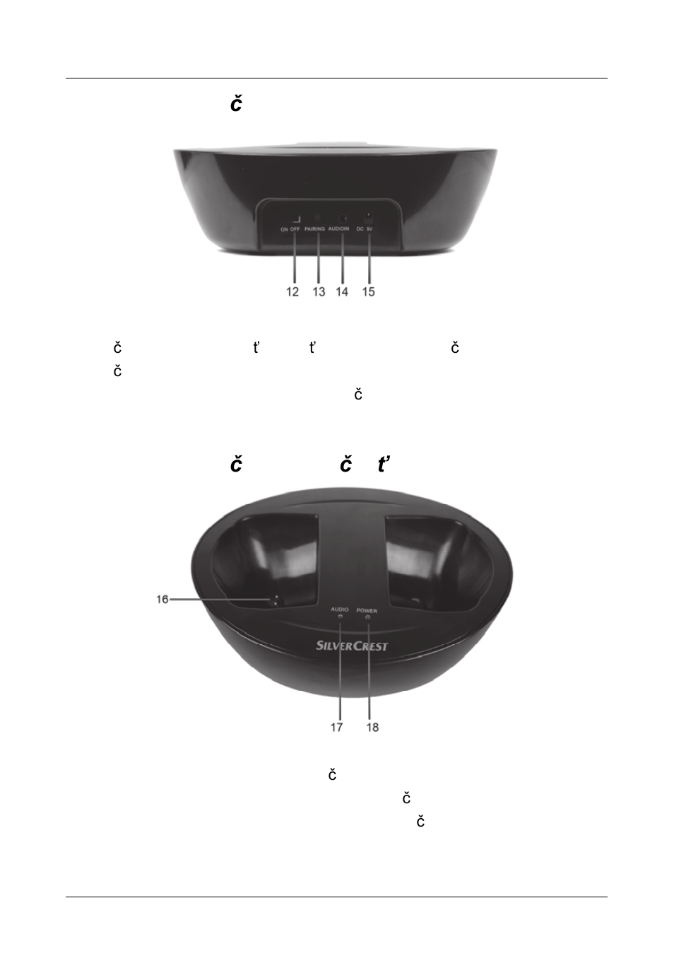 Kolíska vysielača (zadný panel), Kolíska vysielača (horná časť) | Silvercrest SFR 2.4 A1 User Manual | Page 134 / 150