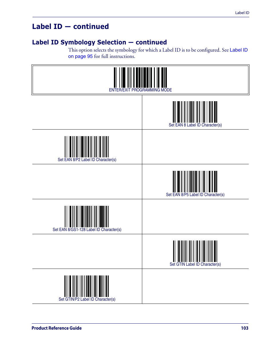 Label id — continued, Label id symbology selection — continued | Datalogic Scanning QUICKSCAN QD2100 User Manual | Page 111 / 320