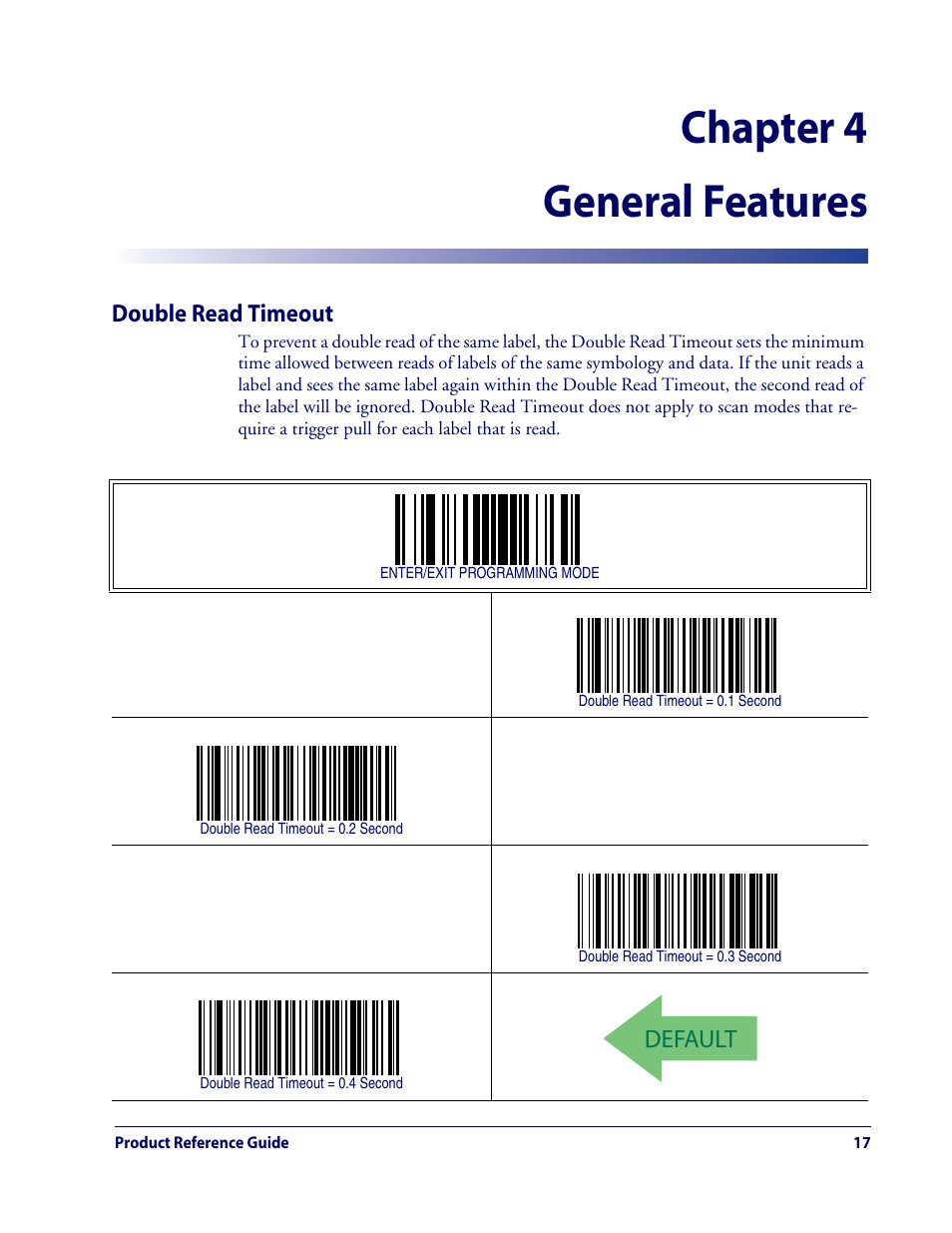 Chapter 4 general features | Datalogic Scanning QUICKSCAN QD2100 User Manual | Page 25 / 320