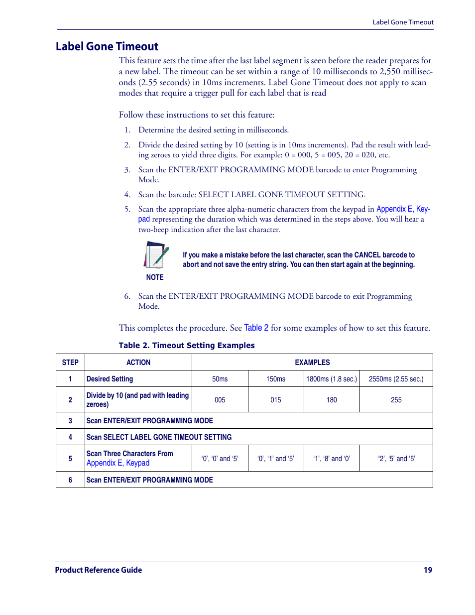 Label gone timeout | Datalogic Scanning QUICKSCAN QD2100 User Manual | Page 27 / 320