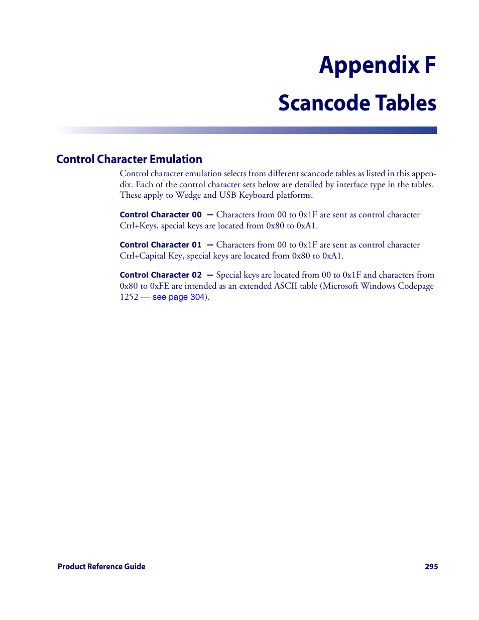 Appendix f, Scancode tables | Datalogic Scanning QUICKSCAN QD2100 User Manual | Page 303 / 320