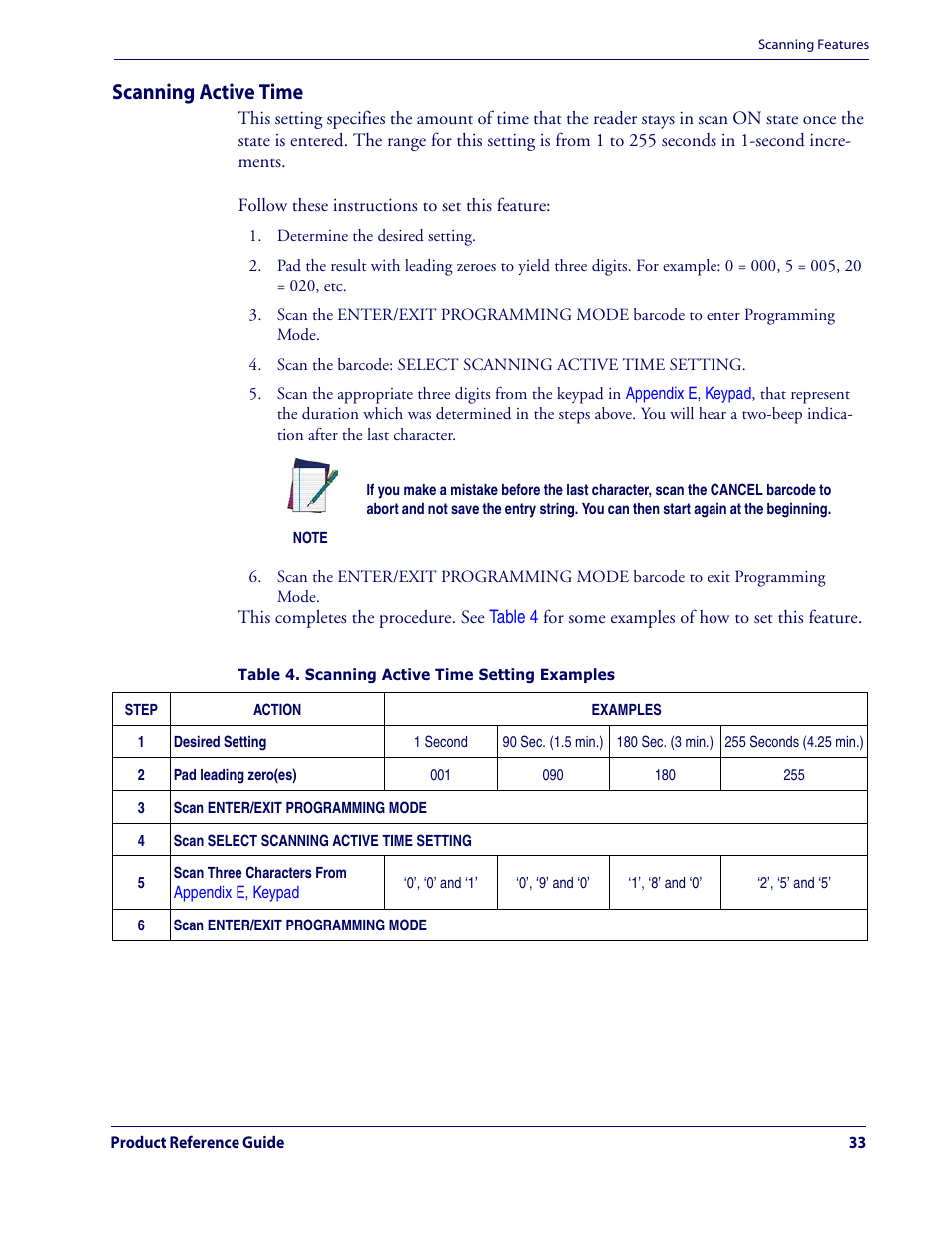 Scanning active time | Datalogic Scanning QUICKSCAN QD2100 User Manual | Page 41 / 320