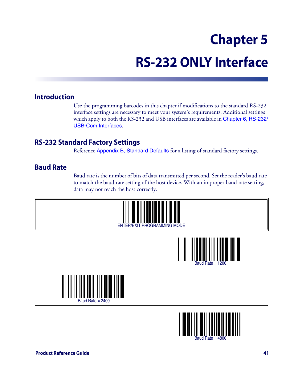 Chapter 5 rs-232 only interface | Datalogic Scanning QUICKSCAN QD2100 User Manual | Page 49 / 320