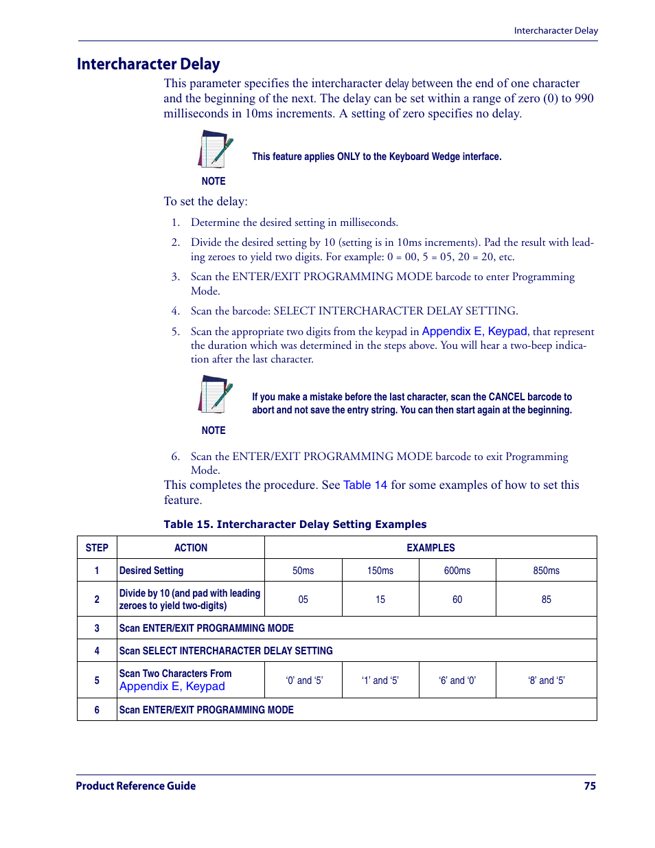 Intercharacter delay | Datalogic Scanning QUICKSCAN QD2100 User Manual | Page 83 / 320