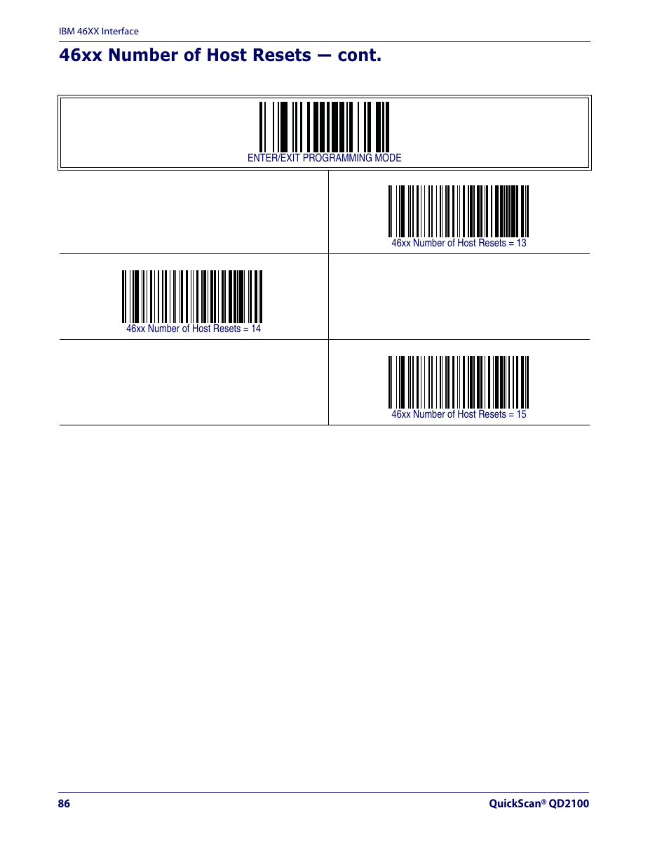 46xx number of host resets — cont | Datalogic Scanning QUICKSCAN QD2100 User Manual | Page 94 / 320