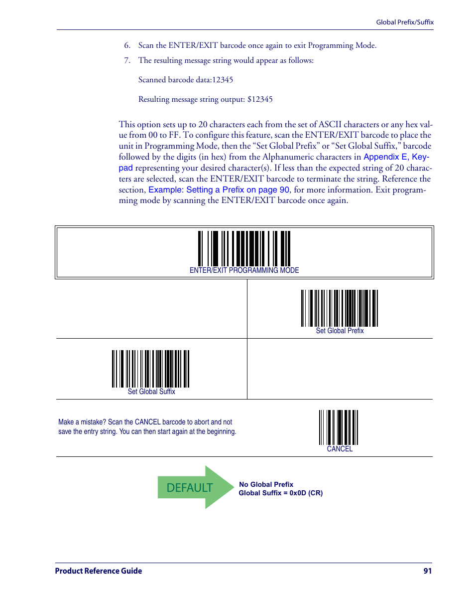 Default | Datalogic Scanning QUICKSCAN QD2100 User Manual | Page 99 / 320