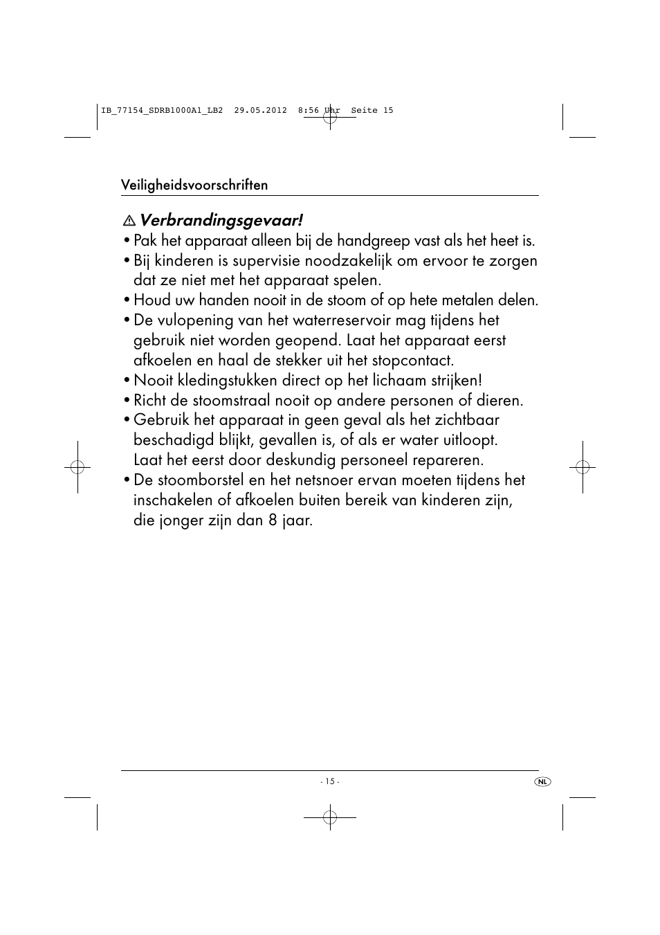 Verbrandingsgevaar | Silvercrest SDRB 1000 A1 User Manual | Page 17 / 46