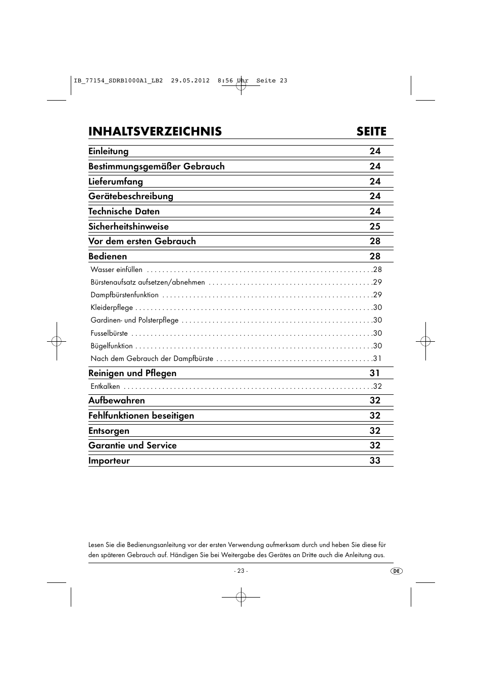 Inhaltsverzeichnis seite | Silvercrest SDRB 1000 A1 User Manual | Page 25 / 46