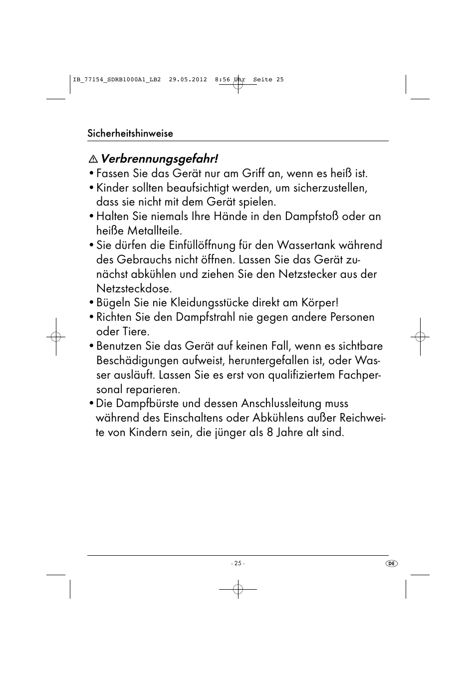 Verbrennungsgefahr | Silvercrest SDRB 1000 A1 User Manual | Page 27 / 46