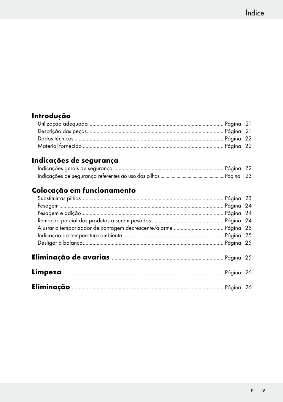 Índice | Silvercrest H14271 User Manual | Page 19 / 43