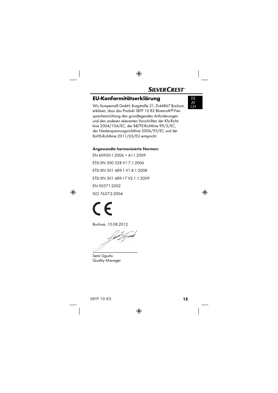 Eu-konformitätserklärung | Silvercrest SBTF 10 B2 User Manual | Page 18 / 80