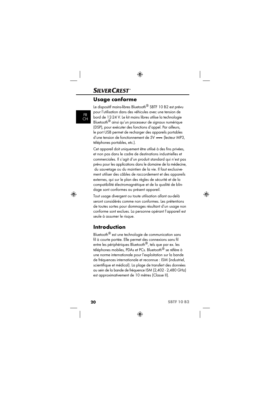 Usage conforme, Introduction | Silvercrest SBTF 10 B2 User Manual | Page 23 / 80