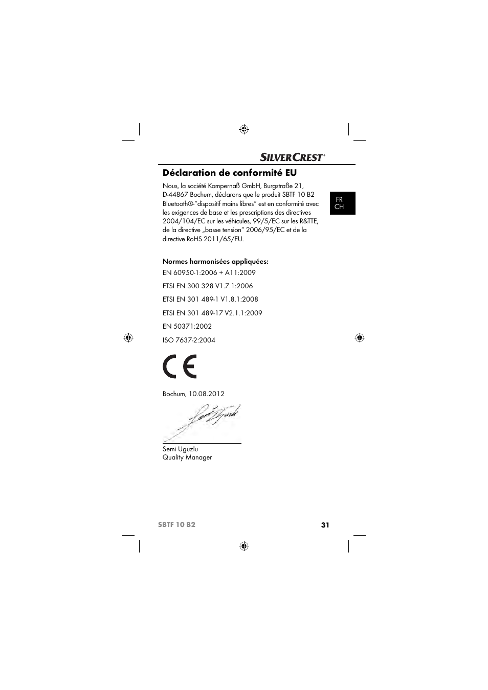 Déclaration de conformité eu | Silvercrest SBTF 10 B2 User Manual | Page 34 / 80