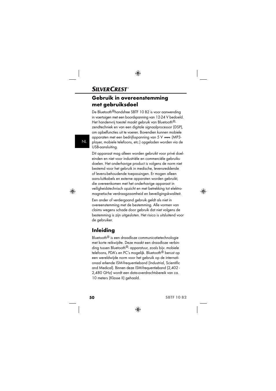 Gebruik in overeenstemming met gebruiksdoel, Inleiding | Silvercrest SBTF 10 B2 User Manual | Page 53 / 80