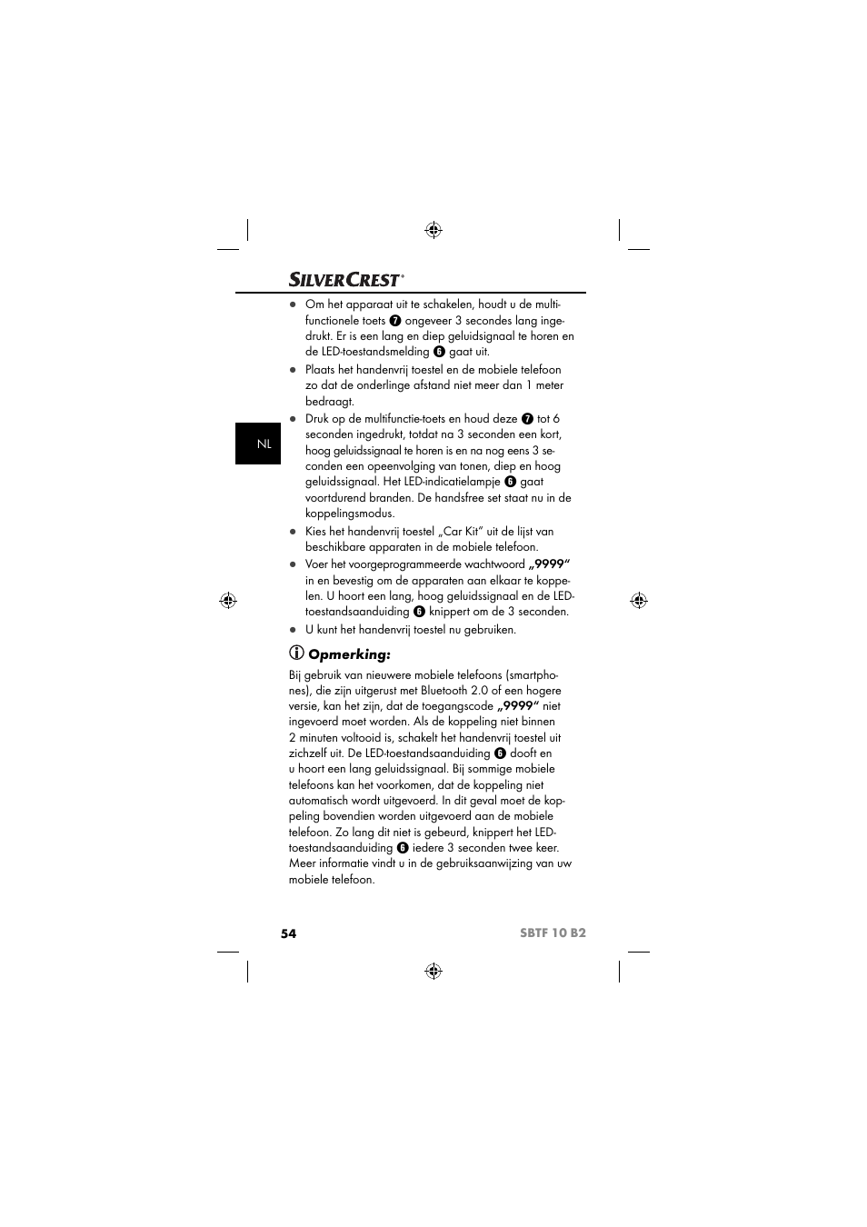 Opmerking | Silvercrest SBTF 10 B2 User Manual | Page 57 / 80