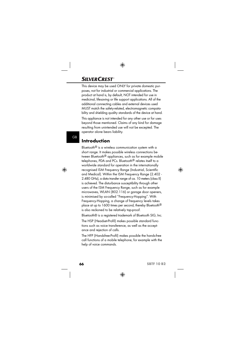 Introduction | Silvercrest SBTF 10 B2 User Manual | Page 69 / 80