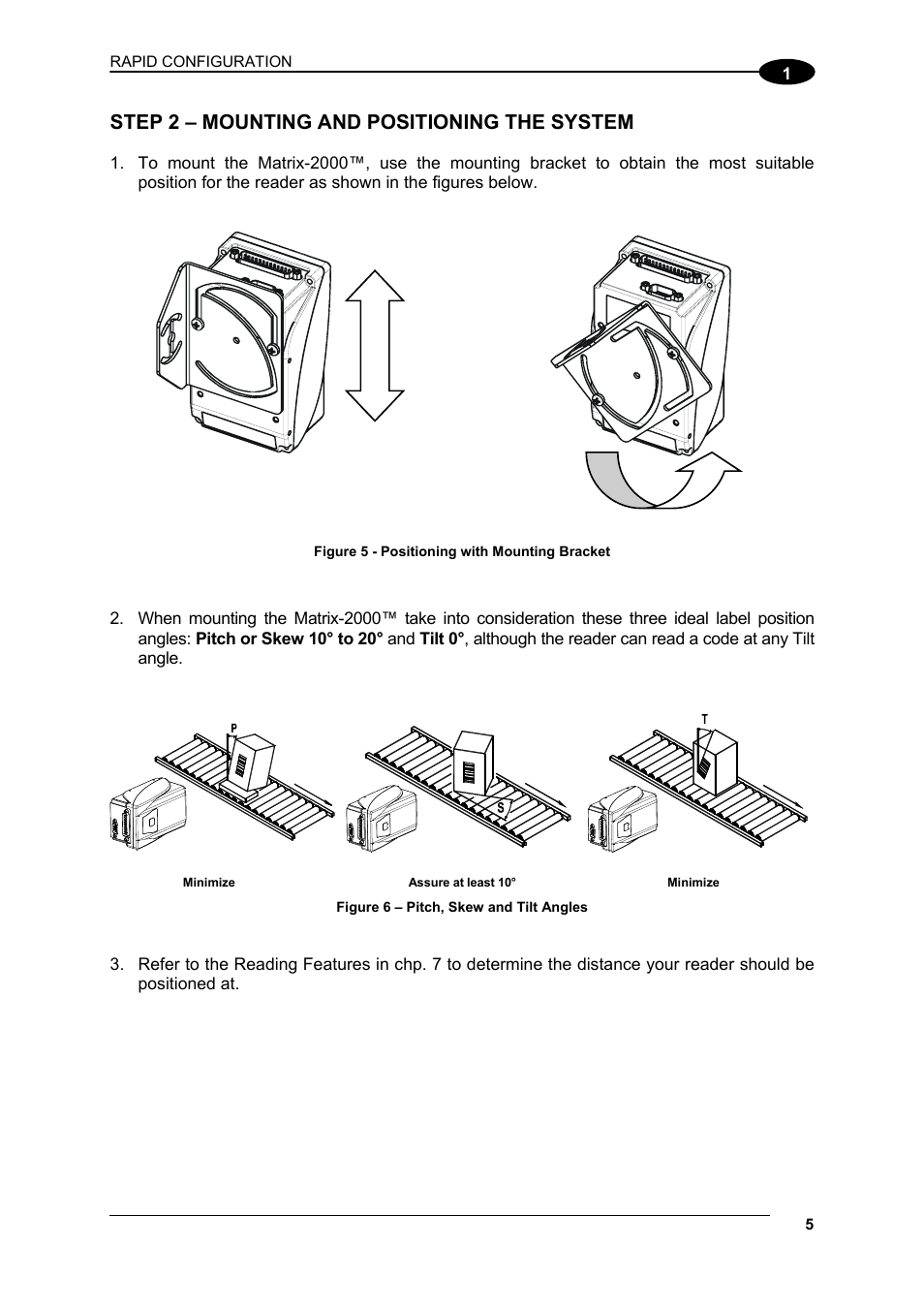 Step 2 – mounting and positioning the system | Datalogic Scanning Compact 2D Reader Matrix-2000 User Manual | Page 15 / 108