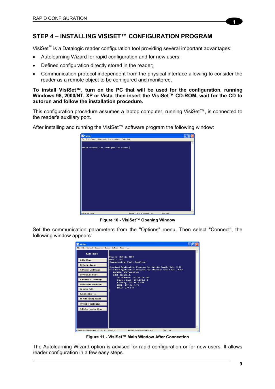 Step 4 – installing visiset™ configuration program | Datalogic Scanning Compact 2D Reader Matrix-2000 User Manual | Page 19 / 108