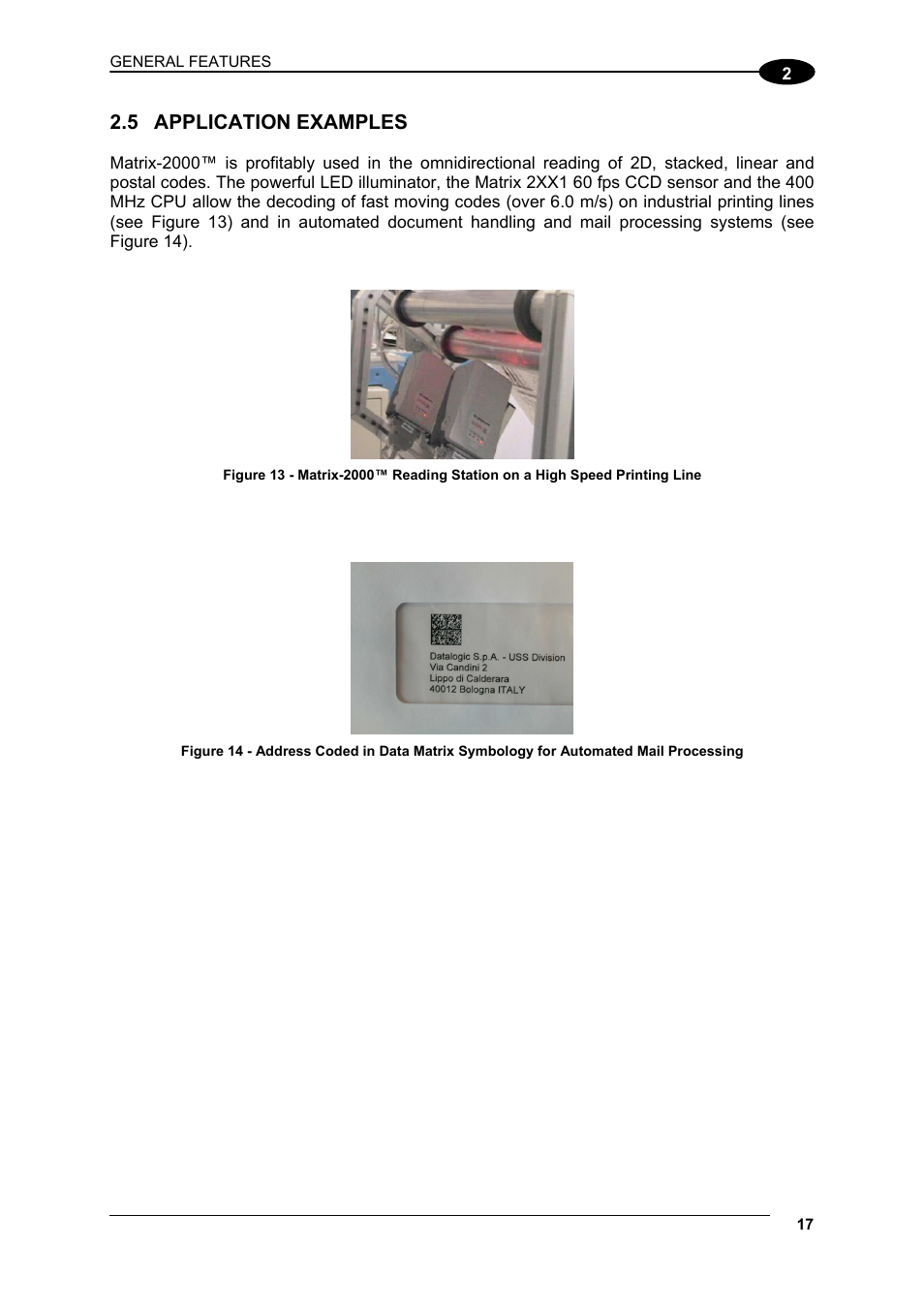 Application examples | Datalogic Scanning Compact 2D Reader Matrix-2000 User Manual | Page 27 / 108