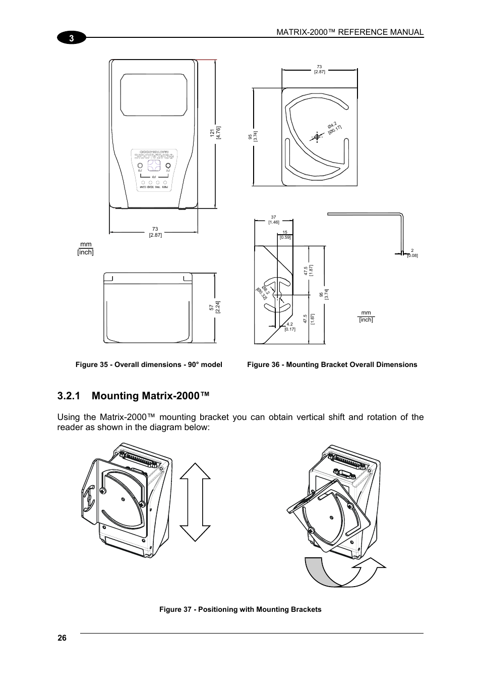 Mounting matrix-2000, Matrix-2000™ reference manual | Datalogic Scanning Compact 2D Reader Matrix-2000 User Manual | Page 36 / 108