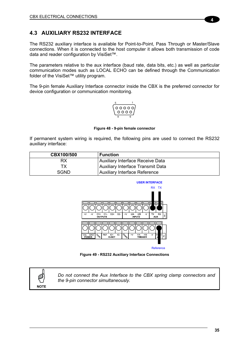 Auxiliary rs232 interface, 3 auxiliary rs232 interface | Datalogic Scanning Compact 2D Reader Matrix-2000 User Manual | Page 45 / 108